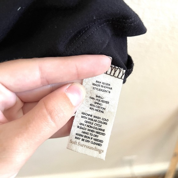 Soft Surroundings Black Double Layered Sheer Blouse Top Elegant Evening Wear Med - Picture 8 of 9